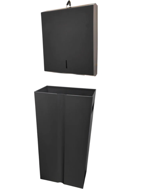 Combo Black Wall Mount 32L SS Bin and Towel Dispenser