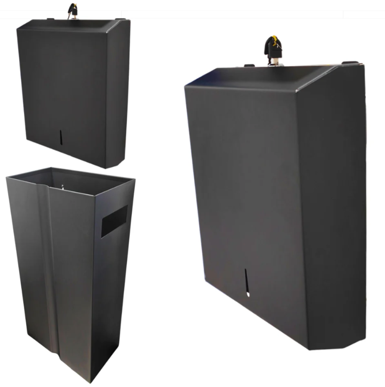 Combo Black Wall Mount 32L SS Bin and Towel Dispenser