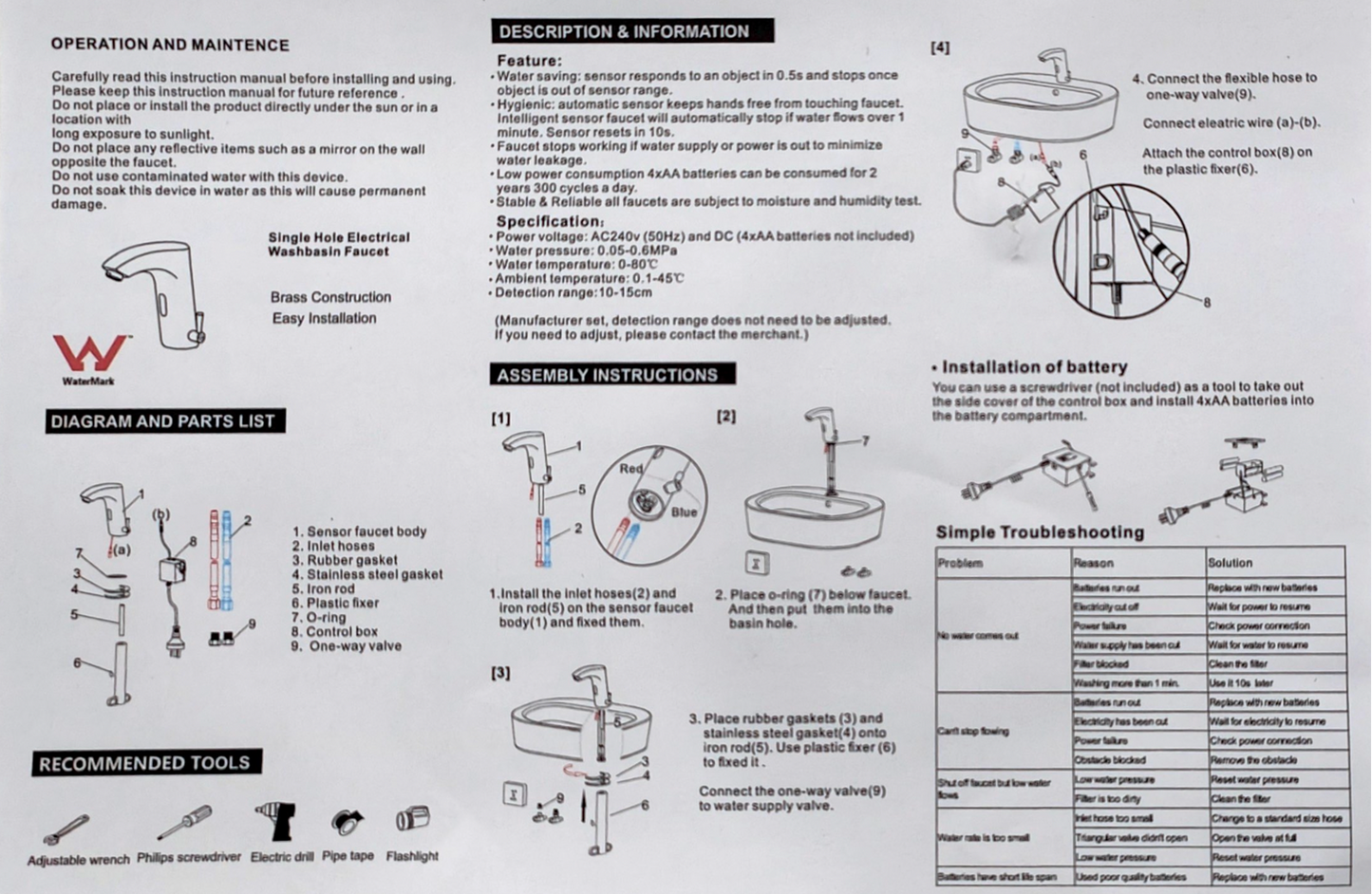 Chrome sensor-activated basin top water tap with adjustable hot/cold mixer for commercial bathrooms