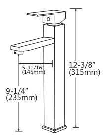 Square bathroom mixer tap WaterMark approved with WELS 4-star water efficiency 6.05 L/min and 145mm spout projection