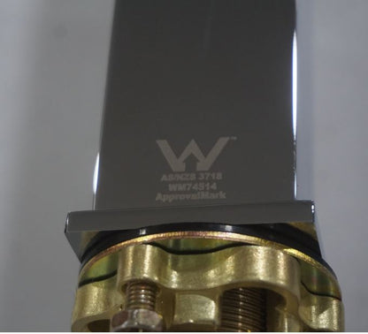 Square bathroom mixer tap WaterMark approved with WELS 4-star water efficiency 6.05 L/min and 145mm spout projection