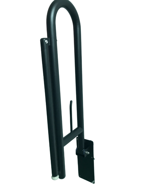 Powder Coated Black Drop Down Foldable Grab Rail
Bariatric toilet drop down hand rail.