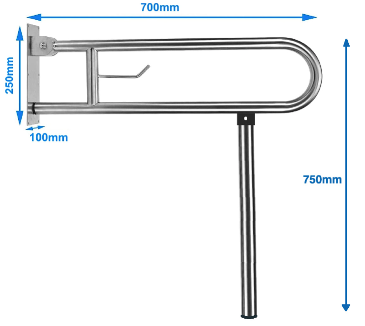 Stainless Steel Drop Down Foldable Grab Rail with Leg
Bariatric toilet drop down hand rail.