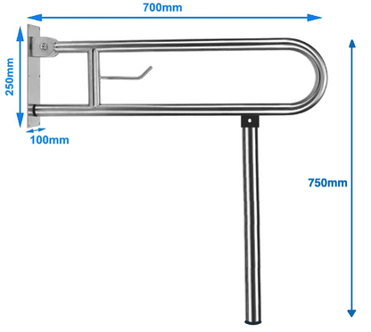 Stainless Steel Drop Down Foldable Grab Rail with Leg
Bariatric toilet drop down hand rail.