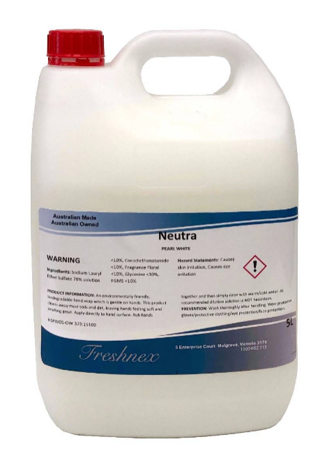 Neutra 5L Pearl White Liquid Hand Soap premium biodegradable natural soap for superior hygiene in Australian homes and commercial spaces