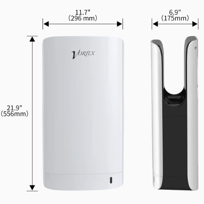 Vortex Jet Hand Dryer, Compact Elegant For Commercial Bathrooms