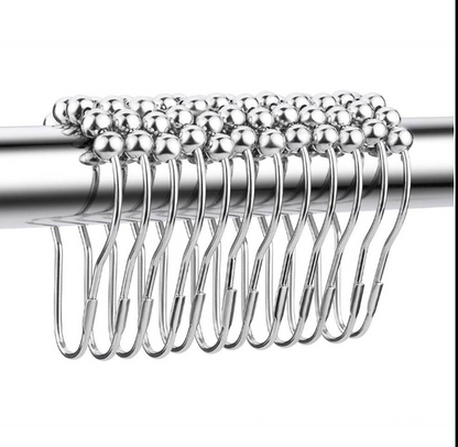 Justwashroom Easy Slide Shower Curtain Hooks Set of 12
