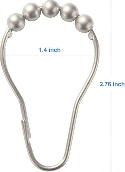 Justwashroom Easy Slide Shower Curtain Hooks Set of 12