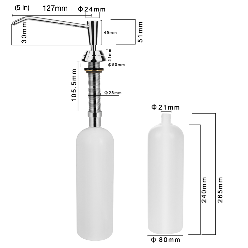 Commercial UnderBench soap dispenser 5"Spout ZC925