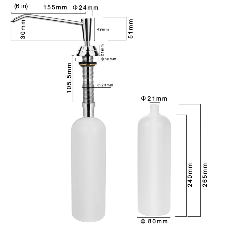 Commercial Under Bench soap dispenser 6"Spout ZC926