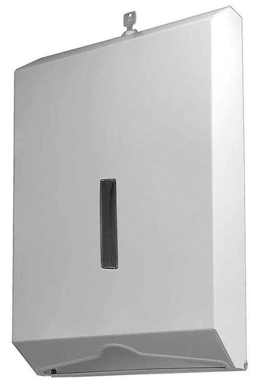 Ultra Slim Paper Towel Dispenser in white powder-coated steel for commercial and office washrooms
