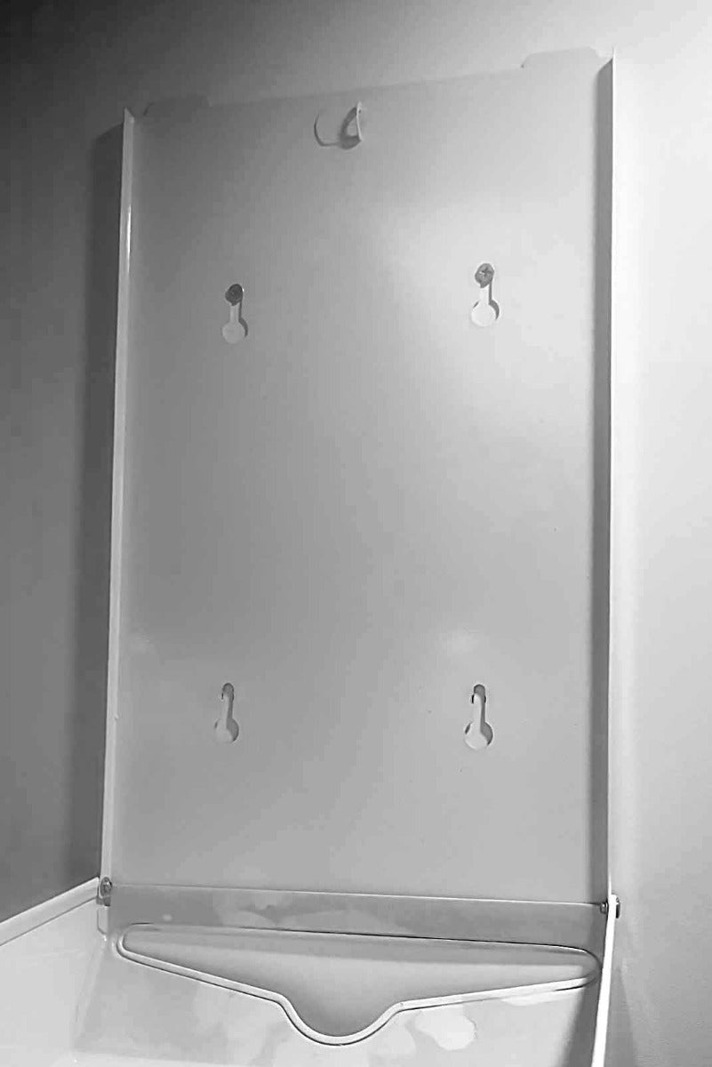 Ultra Slim Paper Towel Dispenser in white powder-coated steel for commercial and office washrooms-wall mounted view