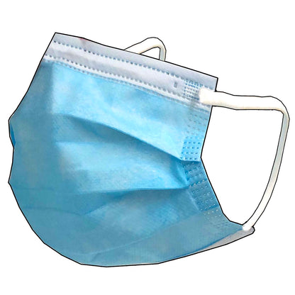 Freshnex individually wrapped 3-layer blue disposable face masks, pack of 50 for personal and commercial use.