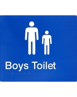 SV45 Blue Plastic Boys Toilet Braille Sign