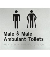  Silver Plastic Male & Ambulant Toilet Braille Sign