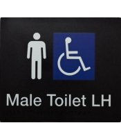 Male Disable Left Hand Toilet White on Black