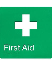 FA01 Green First Aid Braille Sign