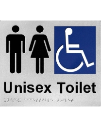 SS05 Silver Plastic Unisex Disabled Toilet Braille Sign