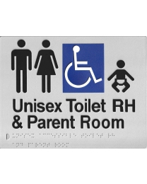 SS10RH Unisex Silver Disable Parent, Room & Toilet RH (210 x 180 mm)