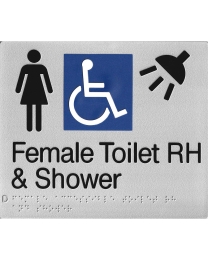 SS15RH Silver Plastic Female Disabled Toilet & Shower Braille Sign R Hand