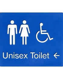 SV05-LA Unisex Disable Blue Plastic Braille Sign Toilet Left Arrow