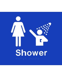 Female Shower Blue Braille Sign