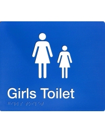 SV46 Blue Plastic Girls Toilet Braille Sign